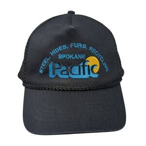 Steel Hides Furs Recycling Spokane Pacific Trucker Hat Black OS Adjustable Mesh